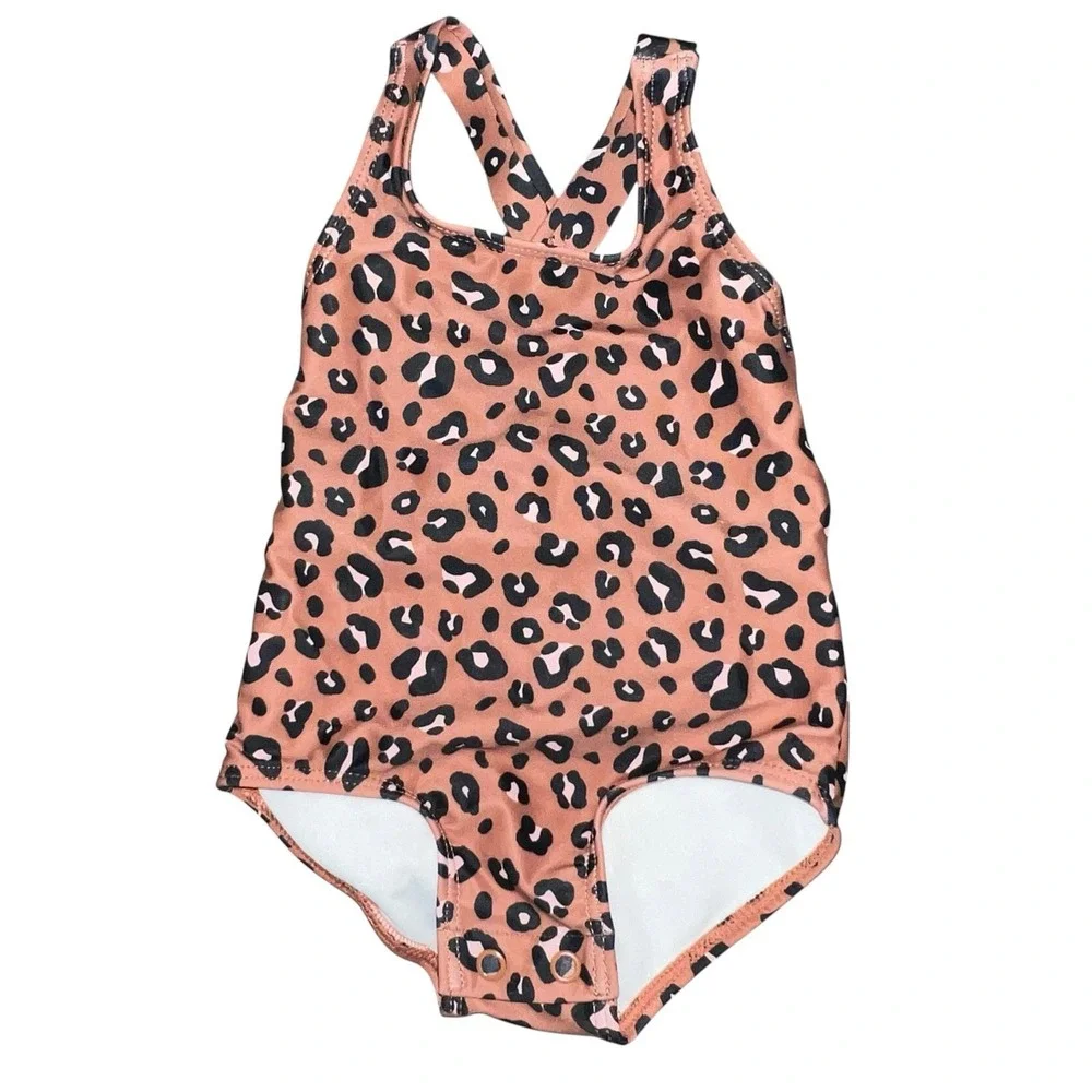 Bundle Of 3 Baby Girls‎ Swimsuits Size 6M Summer Beach Sunflowers Leopard Sea